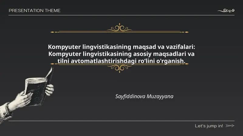 Kompyuter lingvistikasining maqsad va vazifalari