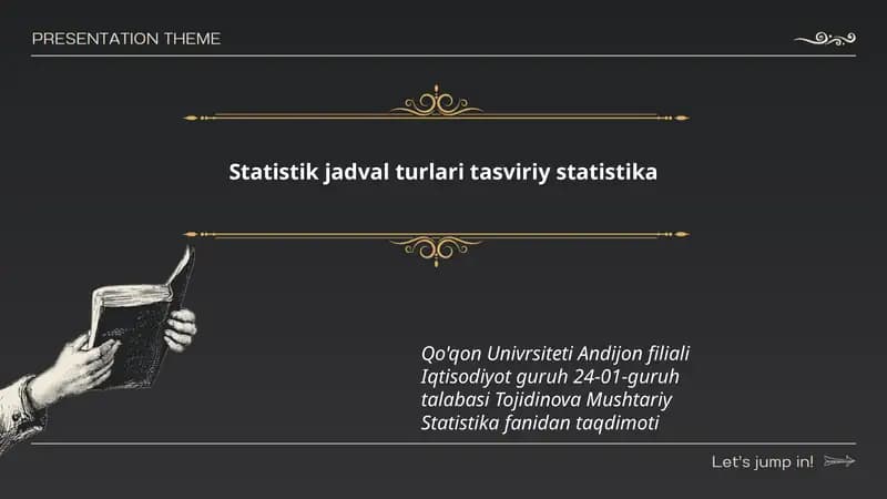 Statistik jadval turlari tasviriy statistika