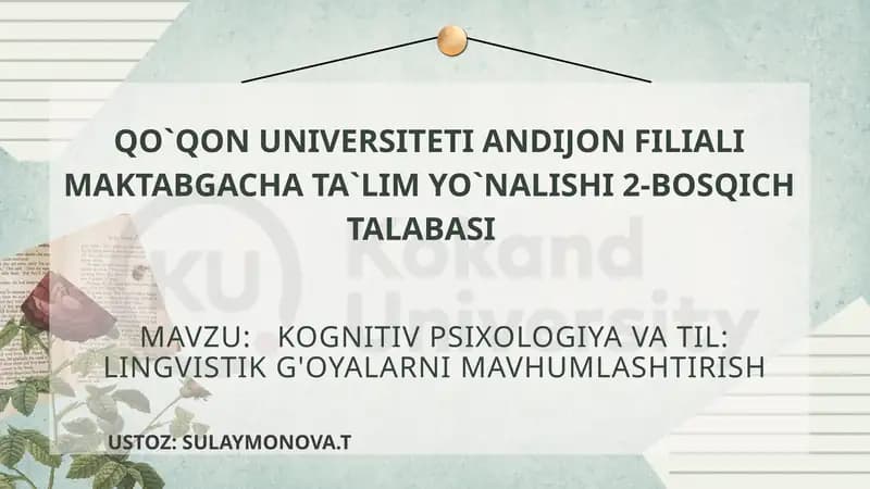 Kognitiv psixologiya va til: Lingvistik g'oyalarni mavhumlashtirish