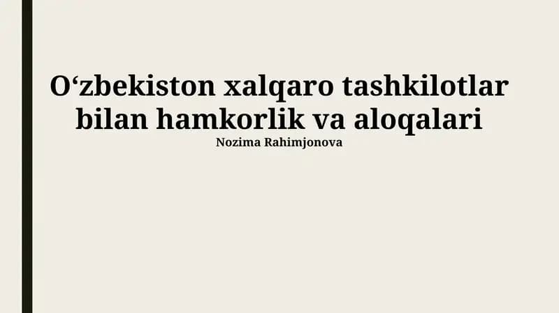 Oʻzbekiston xalqaro tashkilotlar bilan hamkorlik va aloqalari
