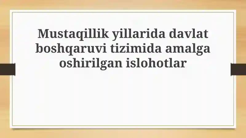Konstitutsiyaviy asoslar va markaziy boshqaruv islohotlari