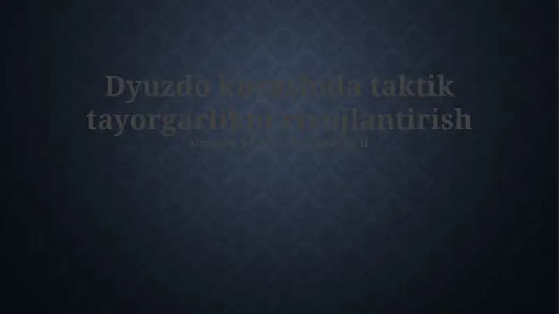 Musobaqada Taktik Tayyorgarlikni Rivojlantirish