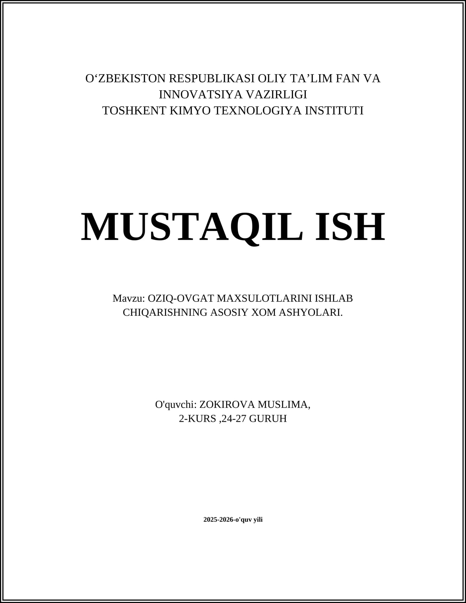 Bug'doy va undan olinadigan xom ashyolar