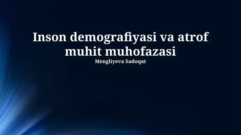 Inson demografiyasi va atrof muhit muhofazasi