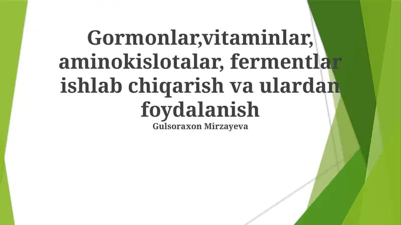 Fermentlar ishlab chiqarish va ulardan foydalanish