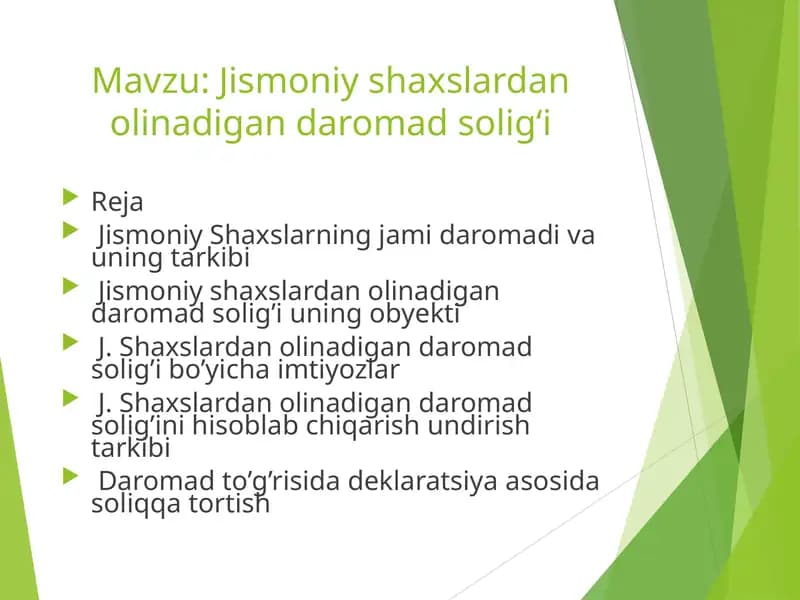 Jismoniy shaxslardan olinadigan daromad solig‘i