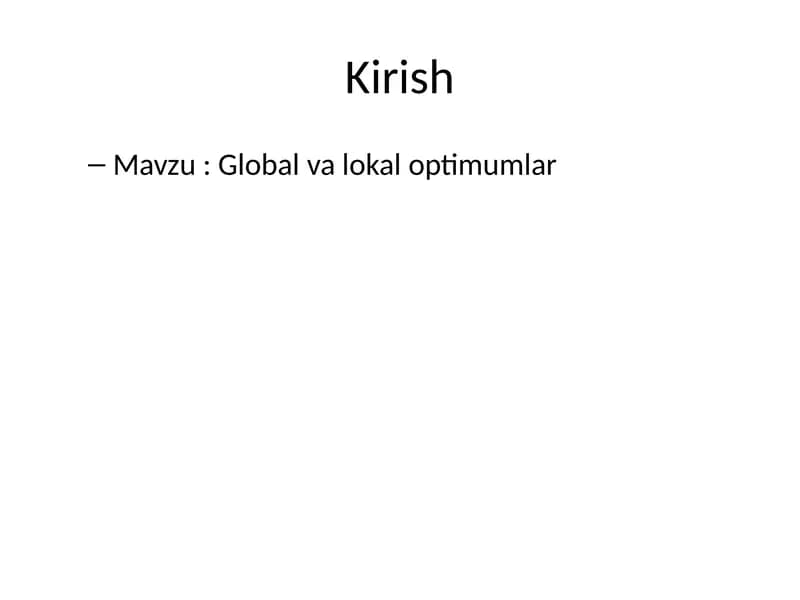 Global va lokal optimumlar