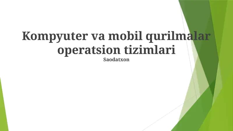 Operatsion Tizimlar