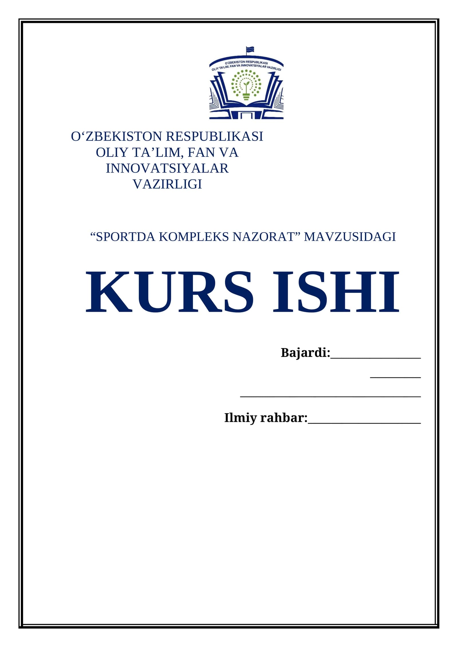 SPORTDA KOMPLEKS NAZORAT