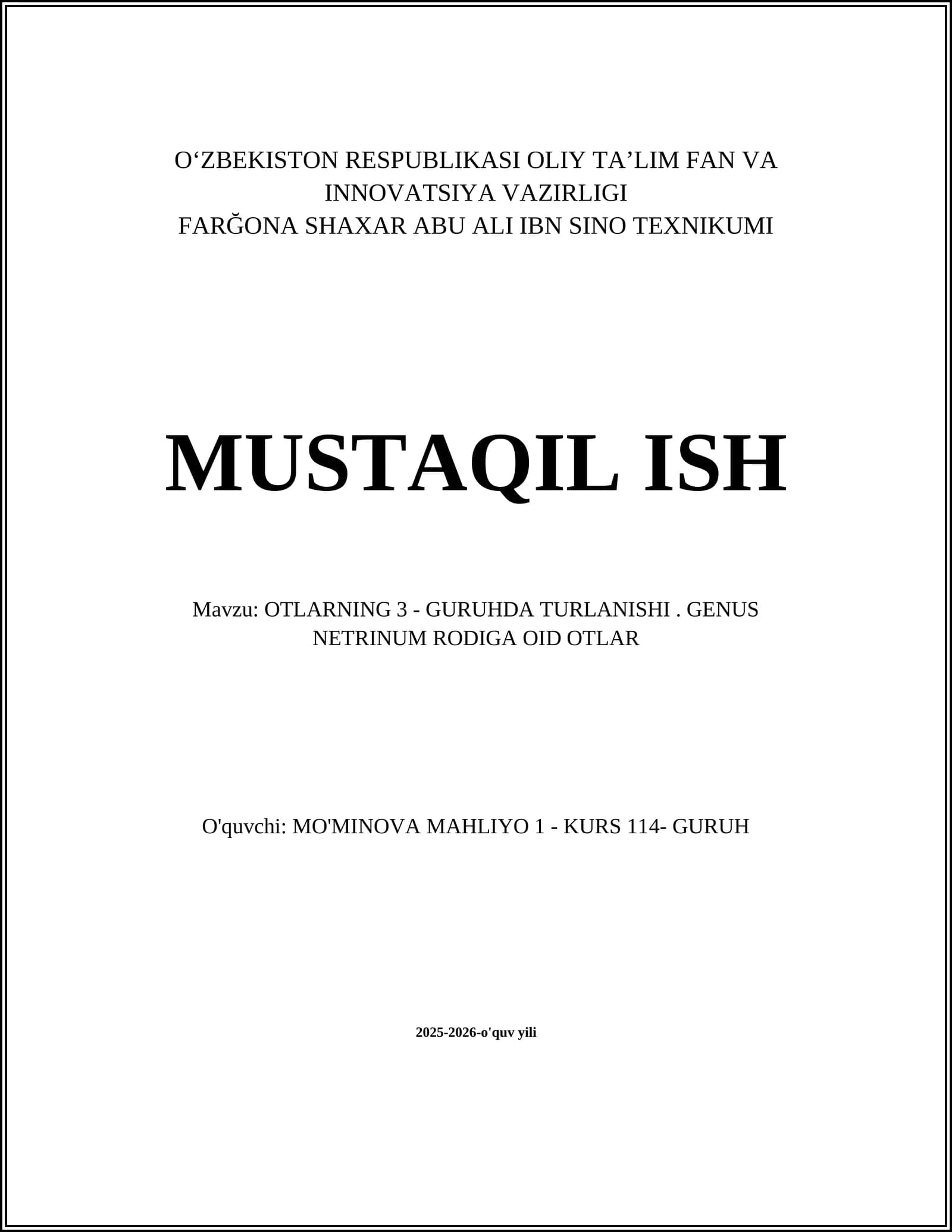 OTLARNING 3 - GURUHDA TURLANISHI. GENUS NETRINUM RODIGA OID OTLAR