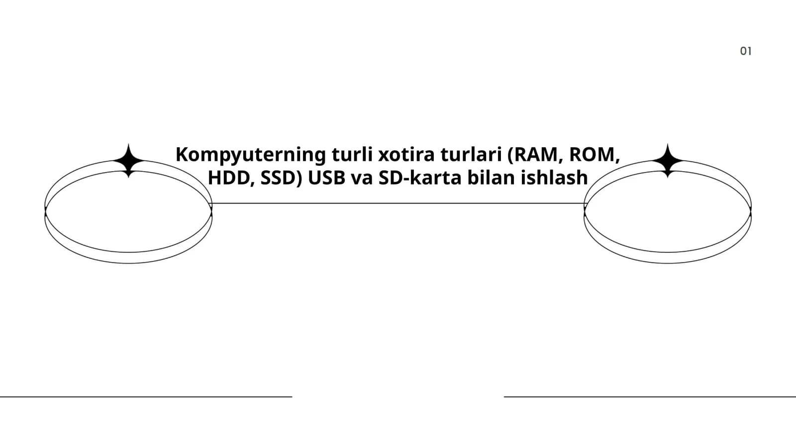 Kompyuterning turli xotira turlari (RAM, ROM, HDD, SSD) USB va SD-karta bilan ishlash