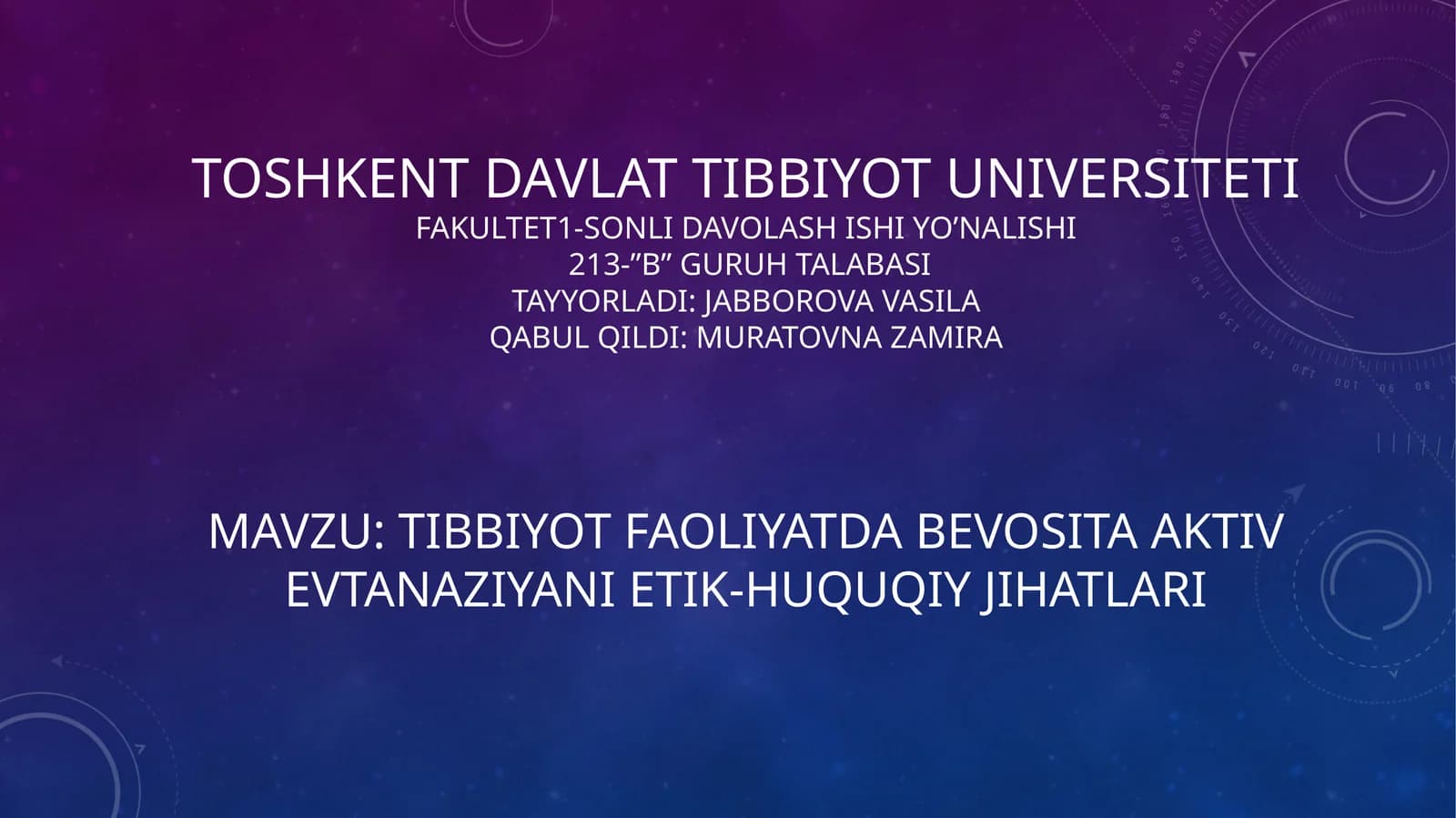 Tibbiyot Faoliyatda Bevosita aktivevtanaziyani etik-huquqiy jihatlari