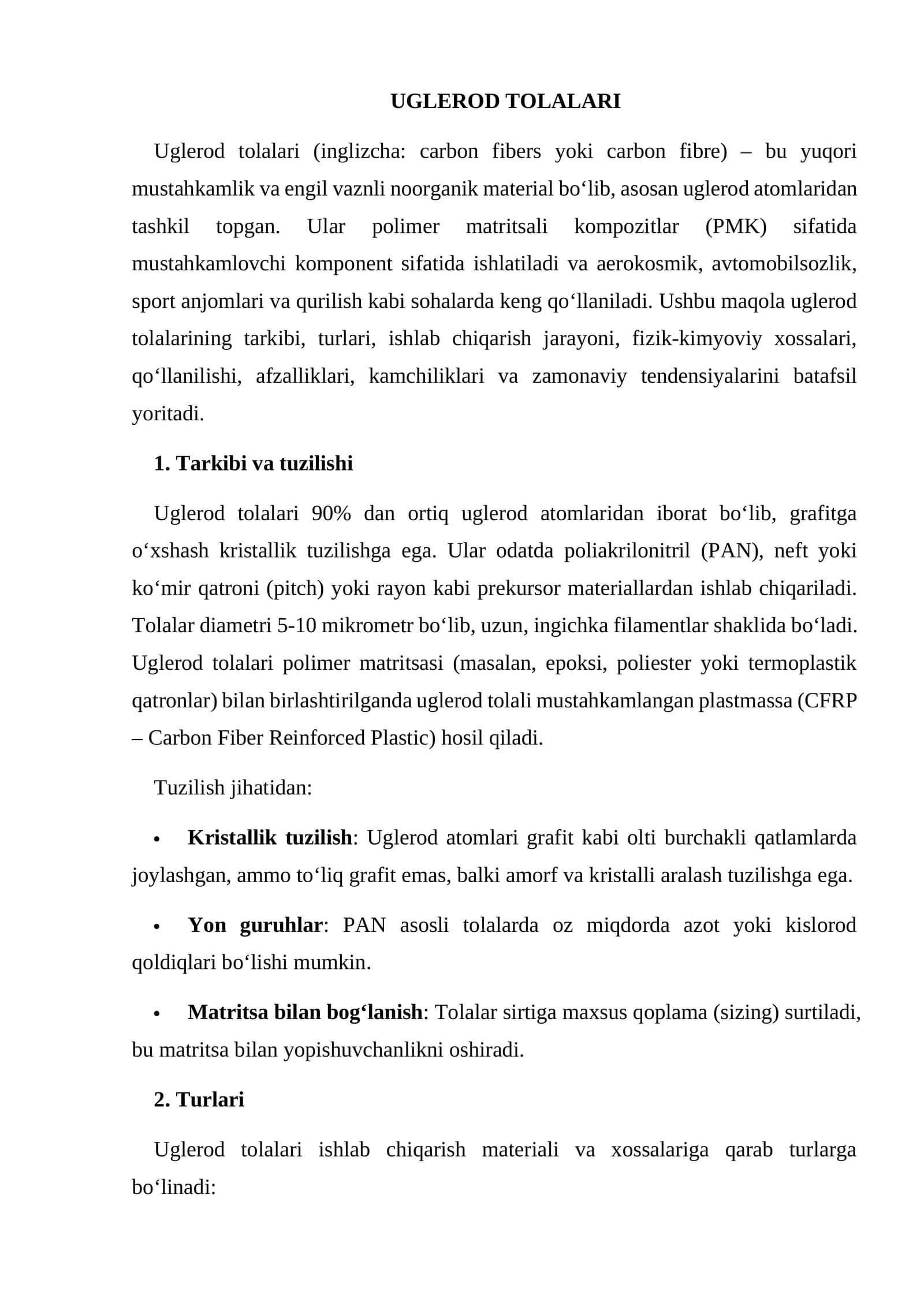 Uglerod tolalari