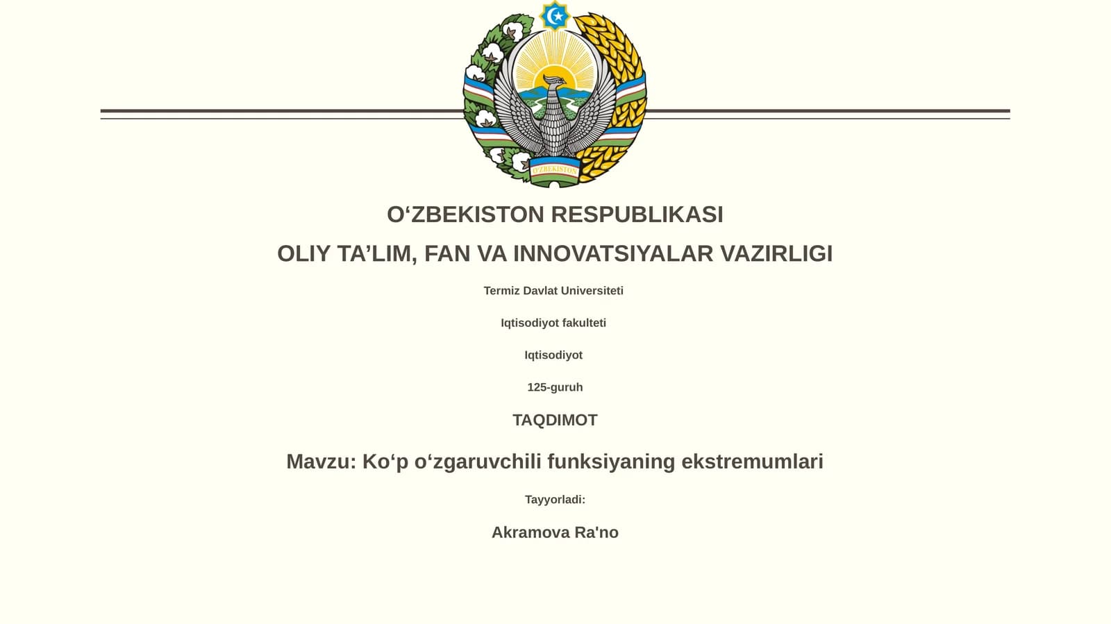 Koʻp oʻzgaruvchili funksiyaning ekstremumlari