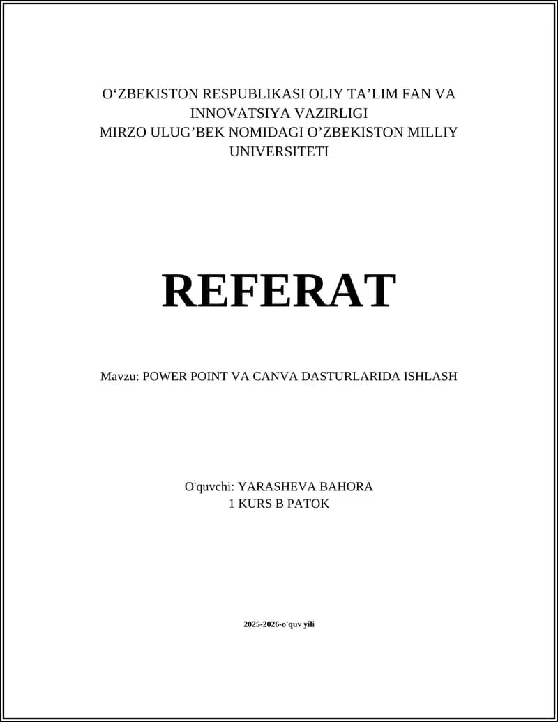 PowerPoint va Canva Asoslari: Interfeys va Asosiy Funktsiyalar