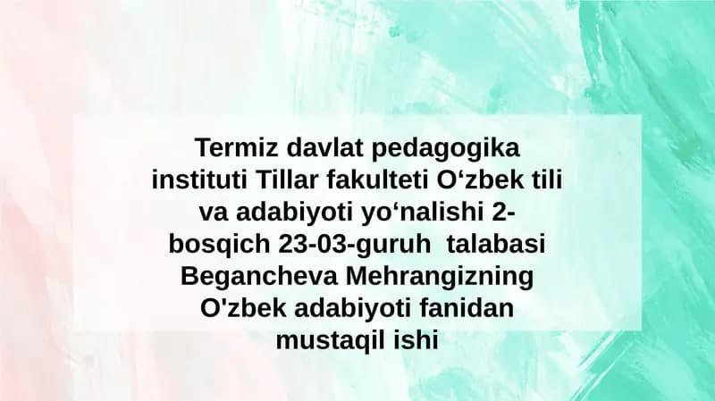 Ahmad Yassaviy va Ahmad Yugnakiyning hayoti va ijodi