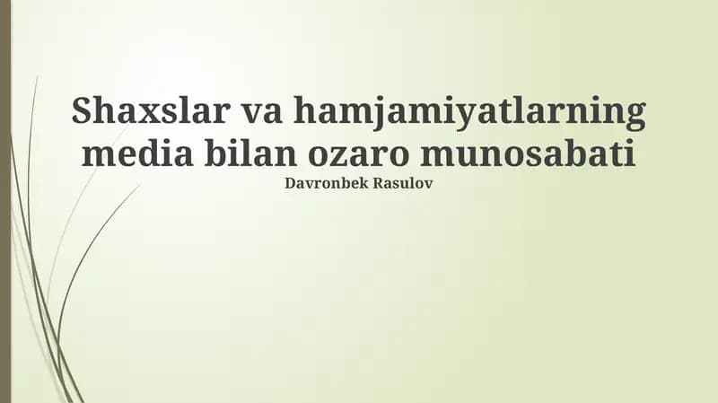 OAV bilan jamoatchilikning o'zaro ta'siri