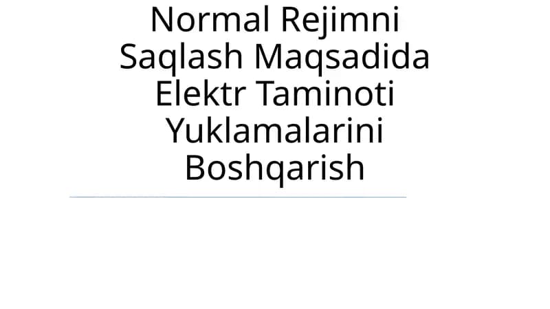 Elektr taʼminoti Yuklamalarini Boshqarish