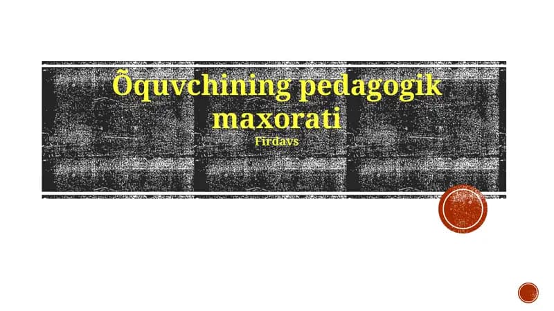 Õquvchining pedagogik maxorati