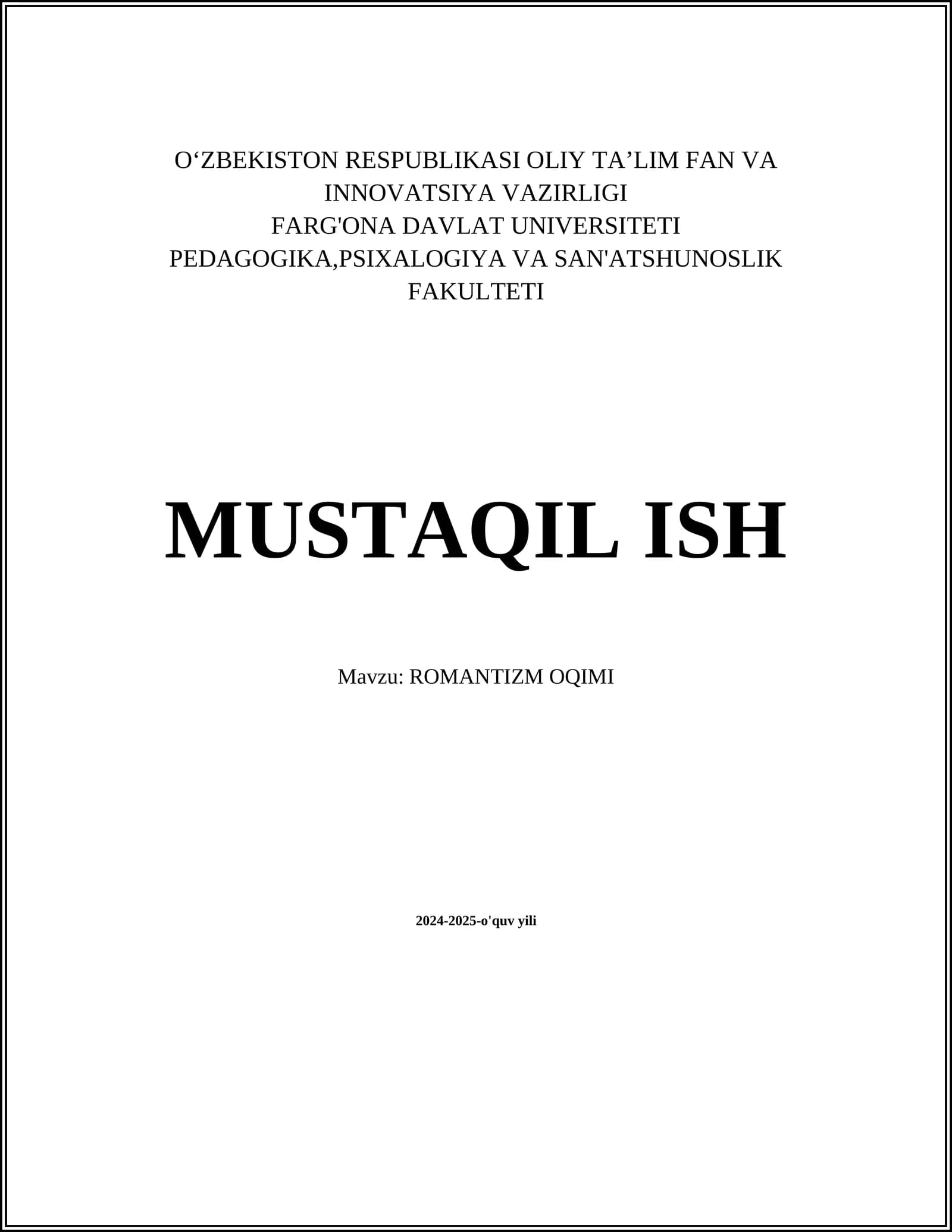 ROMANTIZM OQIMI