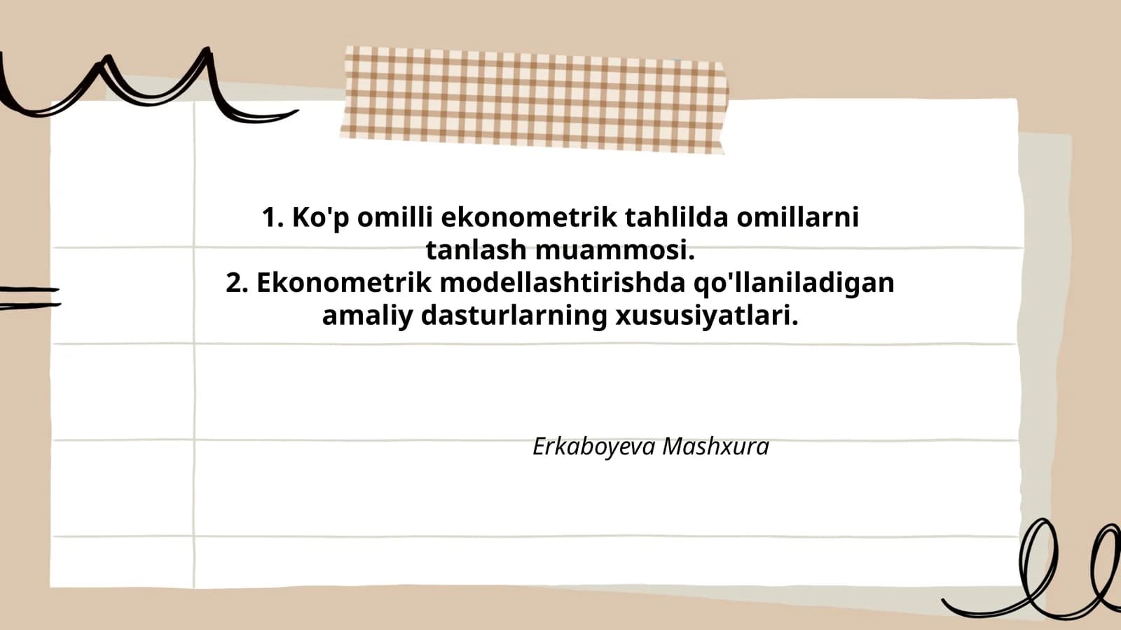 Ko'p omilli ekonometrik tahlilda omillarni tanlash muammosi
