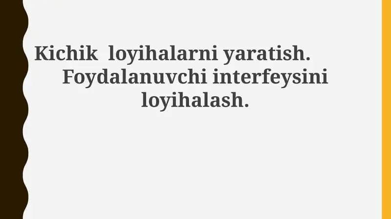 Kichikloyihalarniyaratish