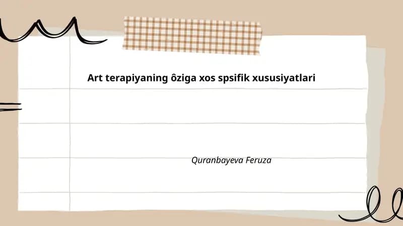 Art terapiyaning ôziga xos spsifik xususiyatlari