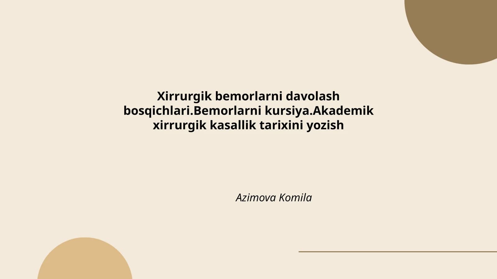 Xirrurgik bemorlarni davolash bosqichlari