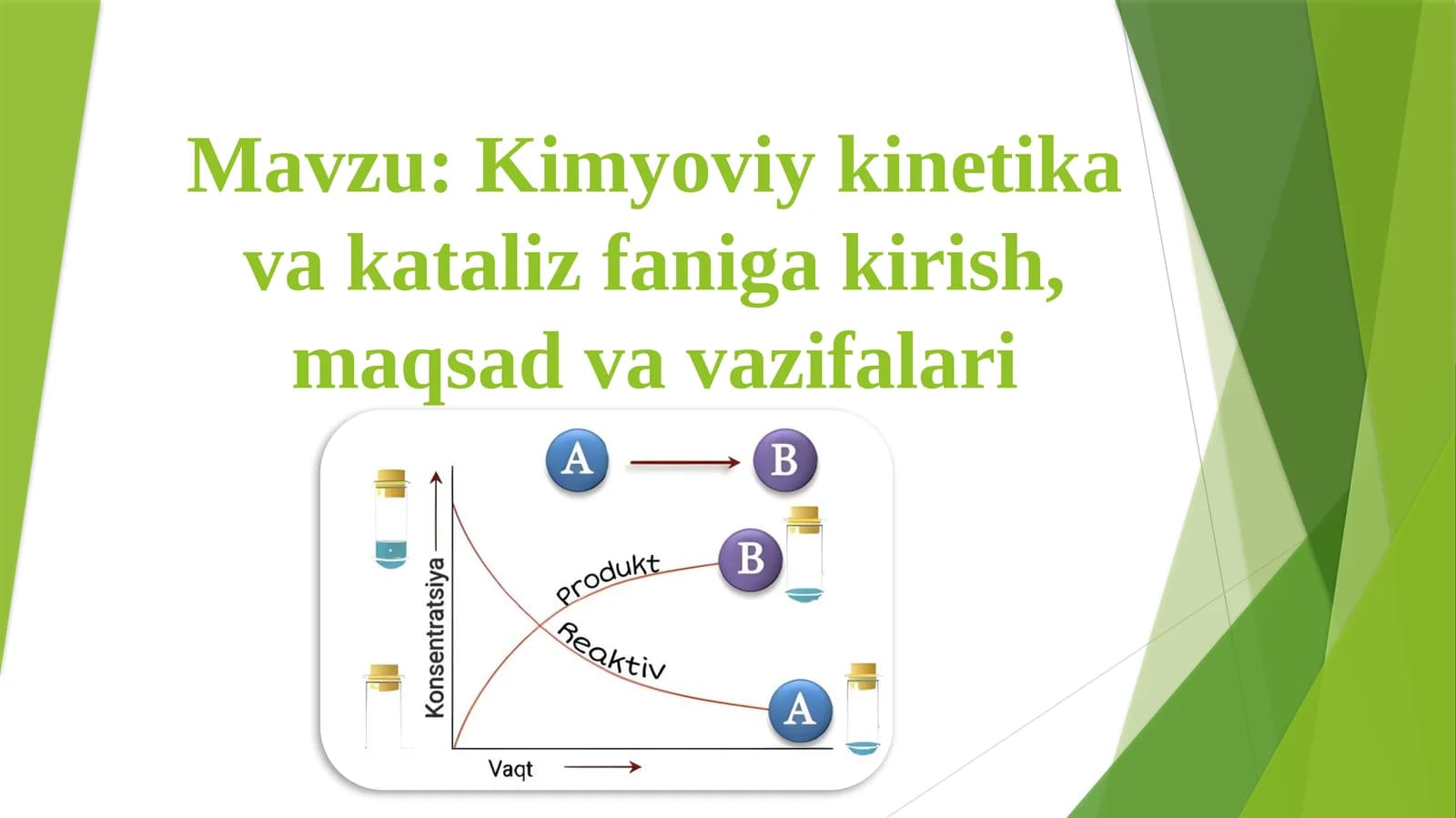 Kimyoviy kinetika va kataliz faniga kirish, maqsad va vazifalari