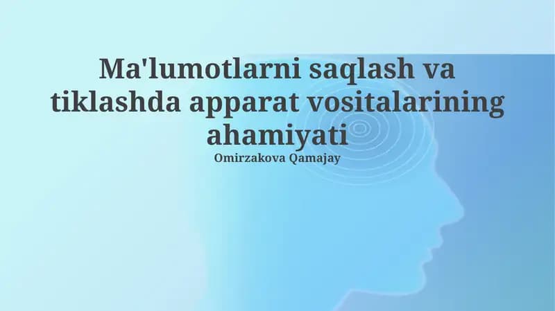 Ma'lumotlarni saqlash va tiklashda apparat vositalarining ahamiyati