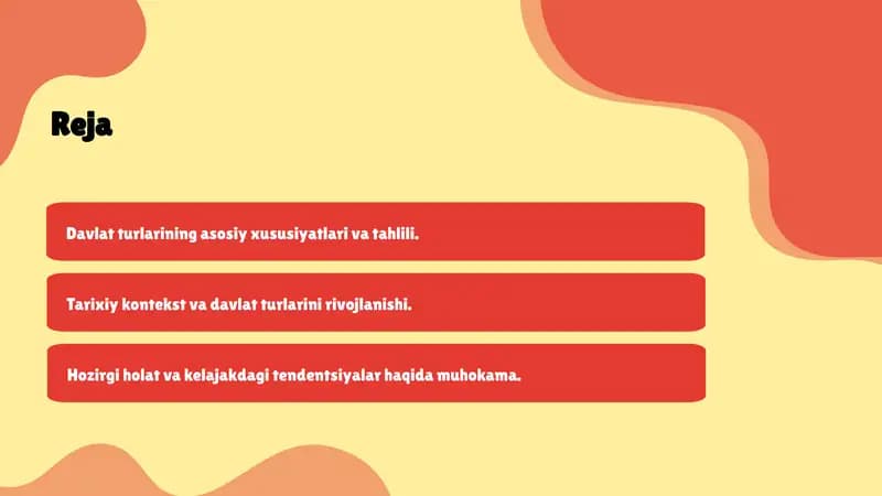 Davlat turlarining asosiy xususiyatlari va tahlili