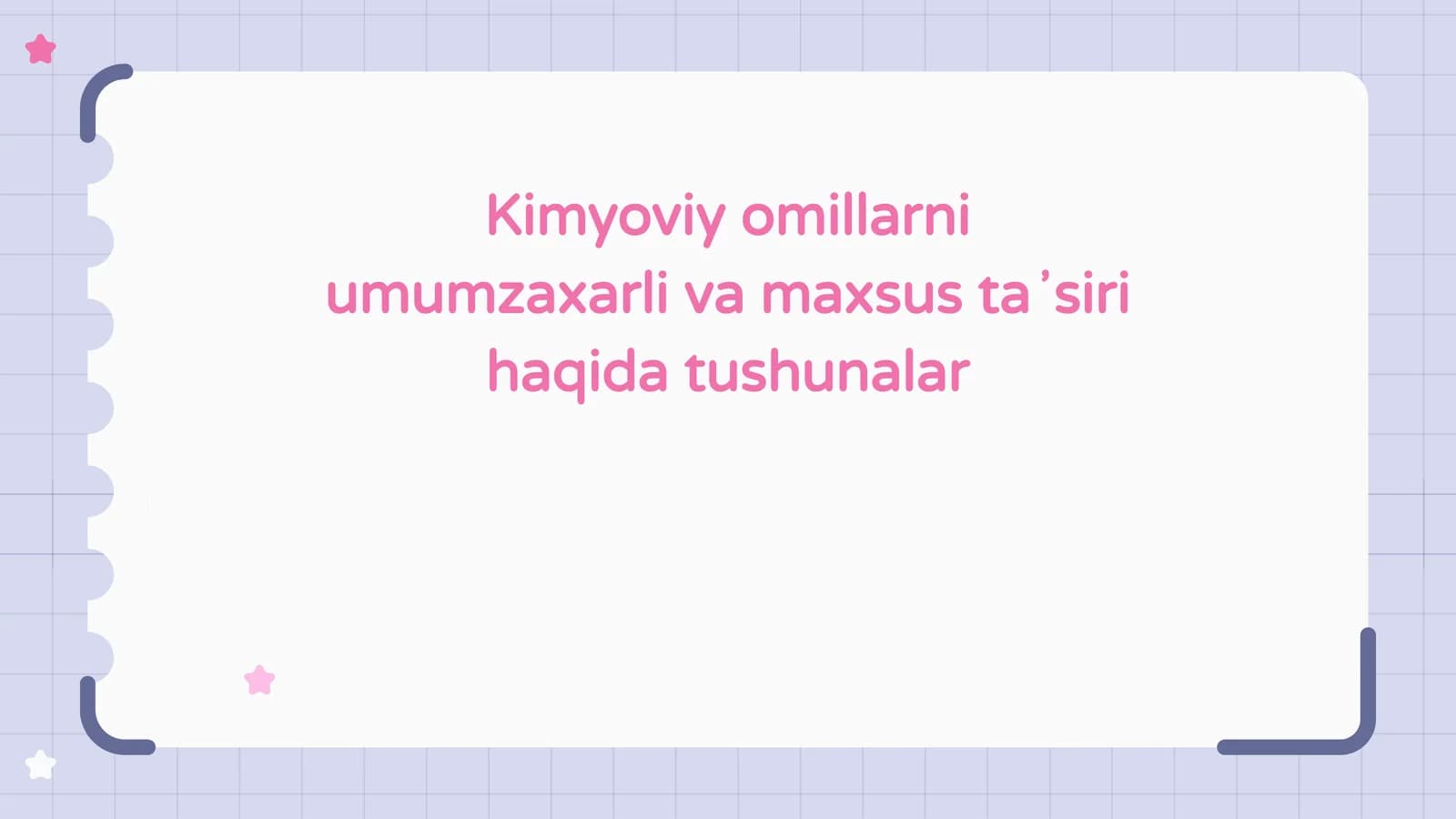 Kimyoviy omillarni umumzaxarli va maxsus taʼsiri haqida tushunalar