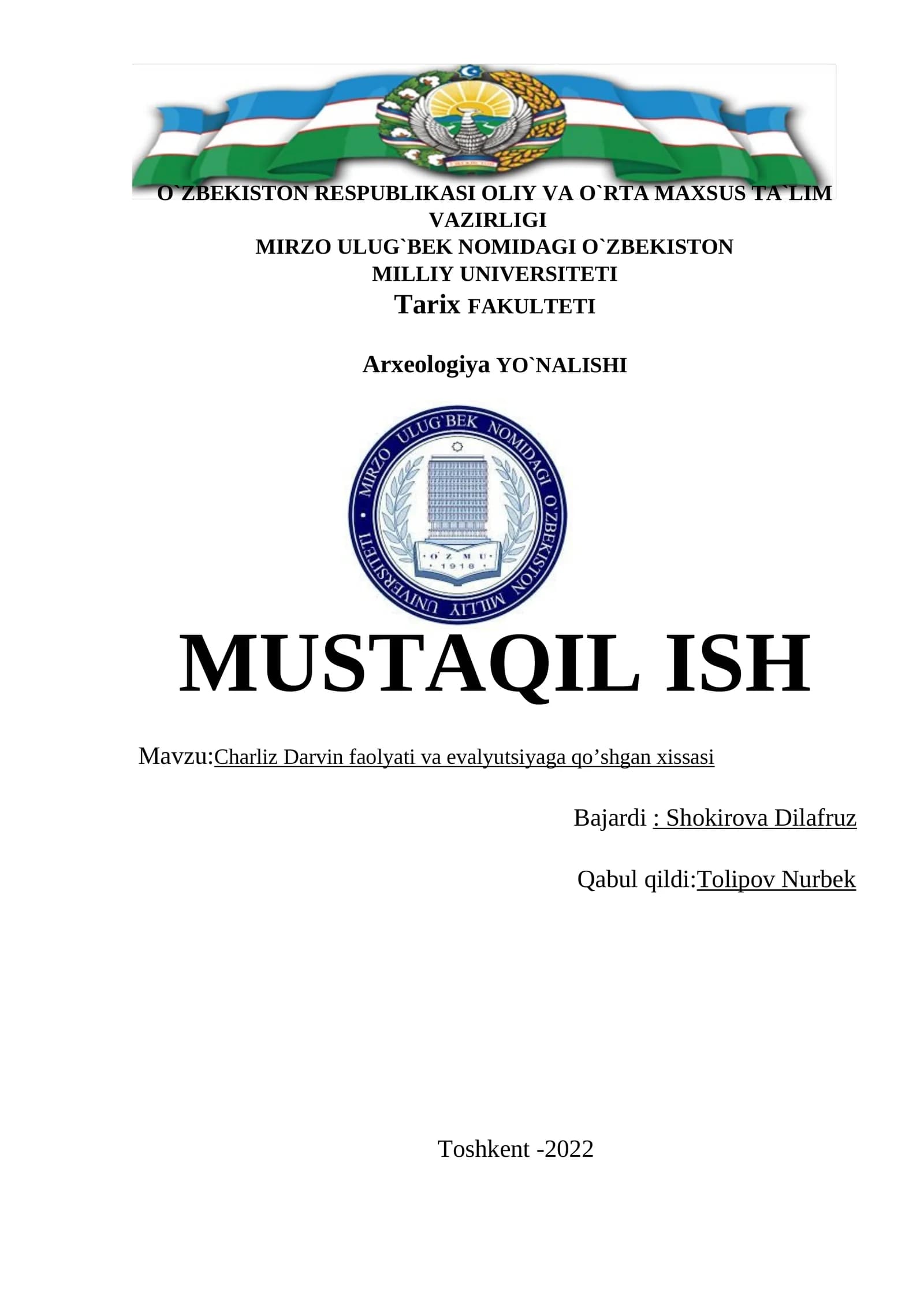 Charliz Darvin faolyati va evalyutsiyaga qo’shgan xissasi