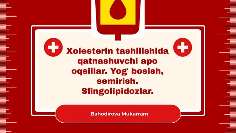Apo oqsillar va xolesterin tashilishi