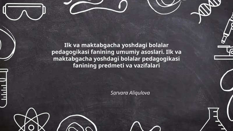 Ilk va maktabgacha yoshdagi bolalar pedagogikasi