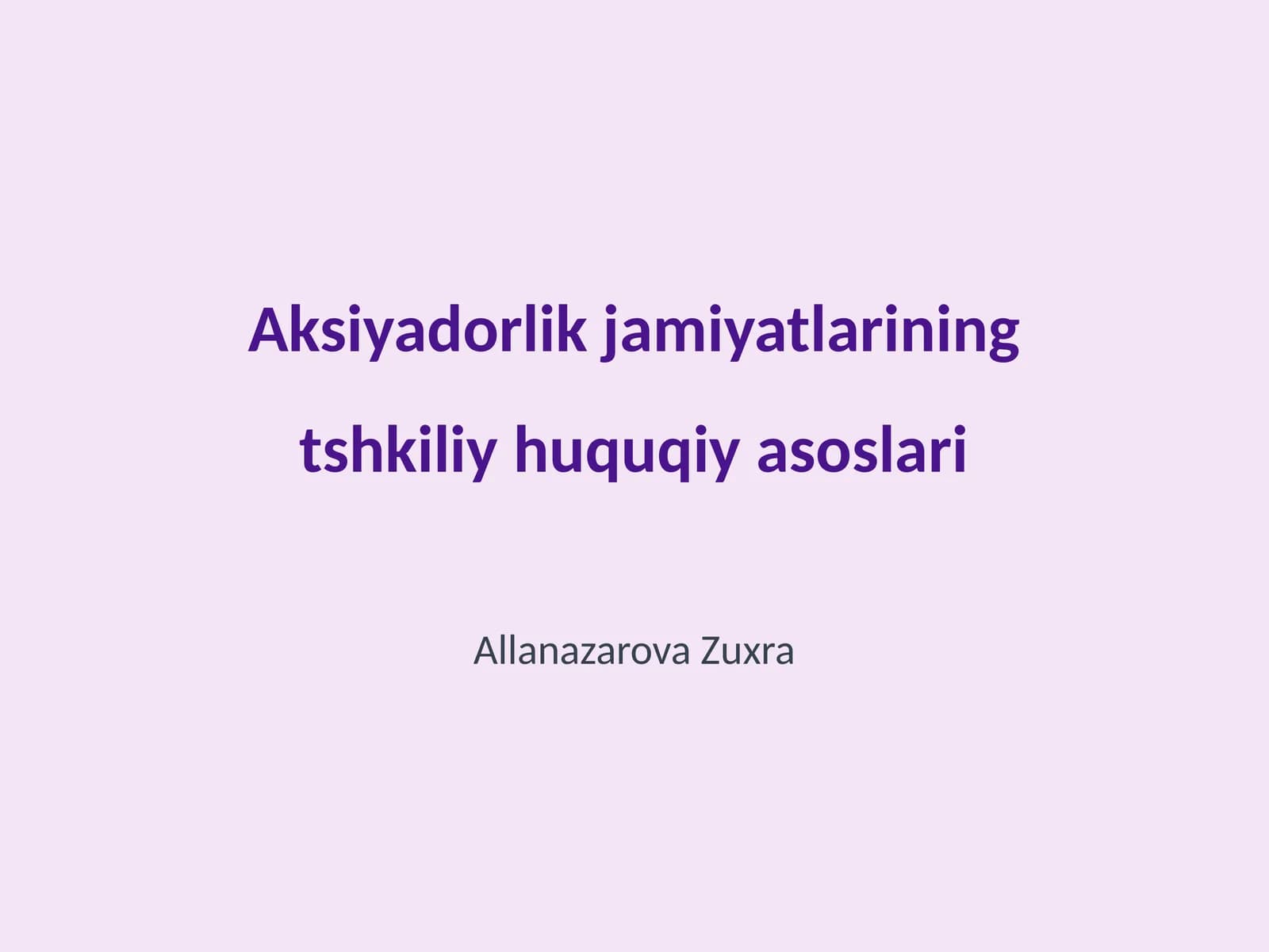 Aksiyadorlik jamiyatlarining tshkiliy huquqiy asoslari