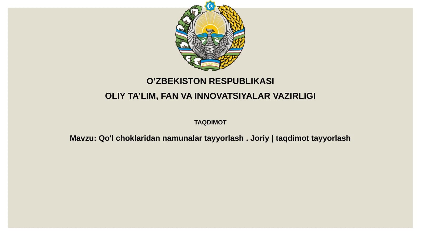 Qo'lchoklaridannamunalartayyorlash.Joriy|taqdimottayyorlash