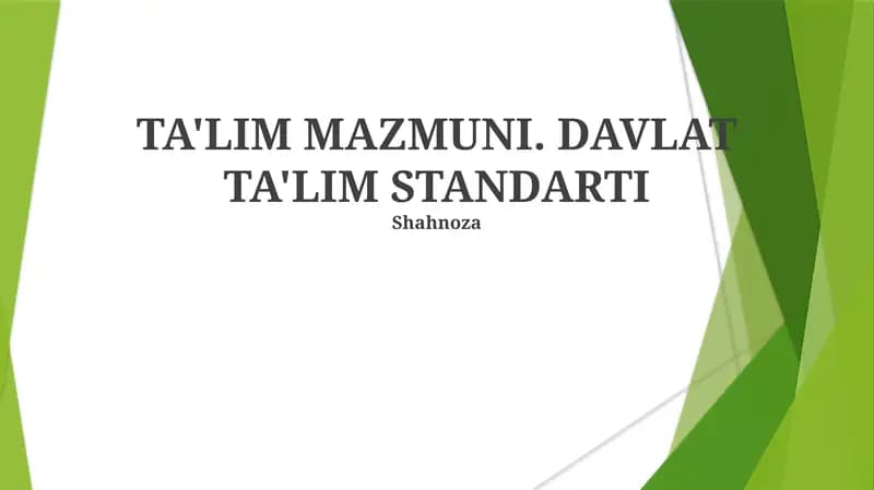 Darslik Mazmuni