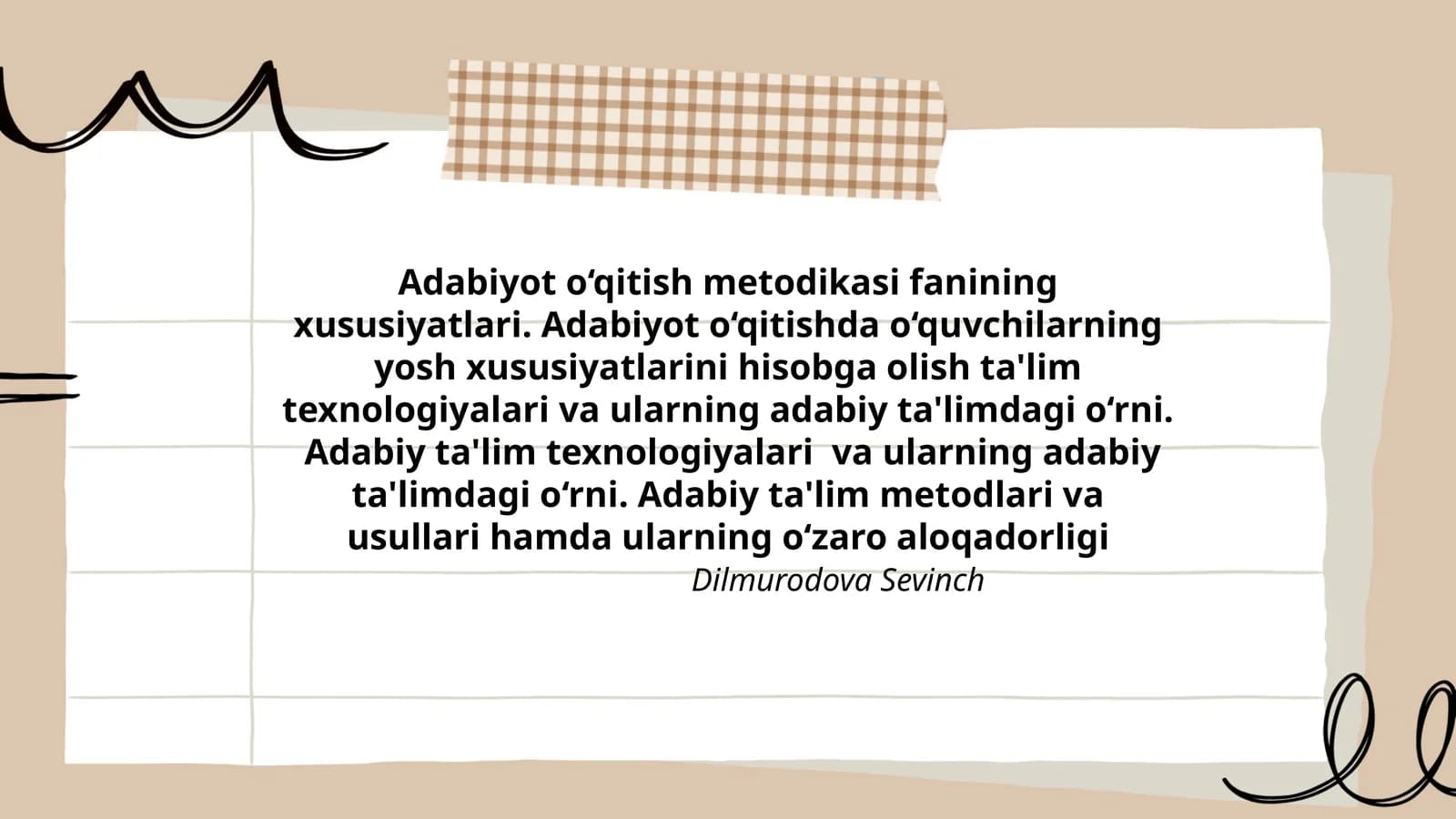 Adabiyot o‘qitish metodikasi fanining xususiyatlari