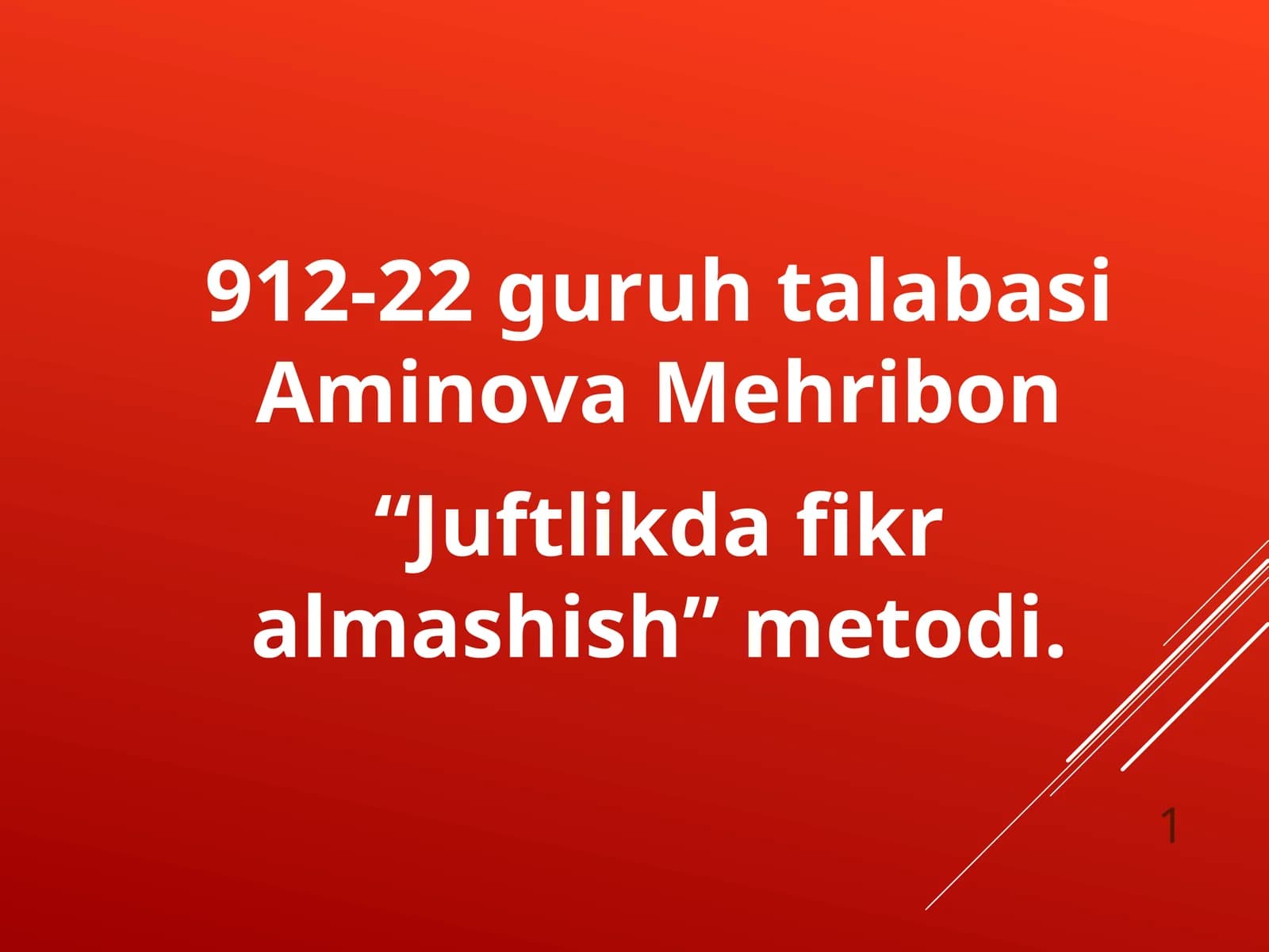"Juftlikda fikr almashish" metodi