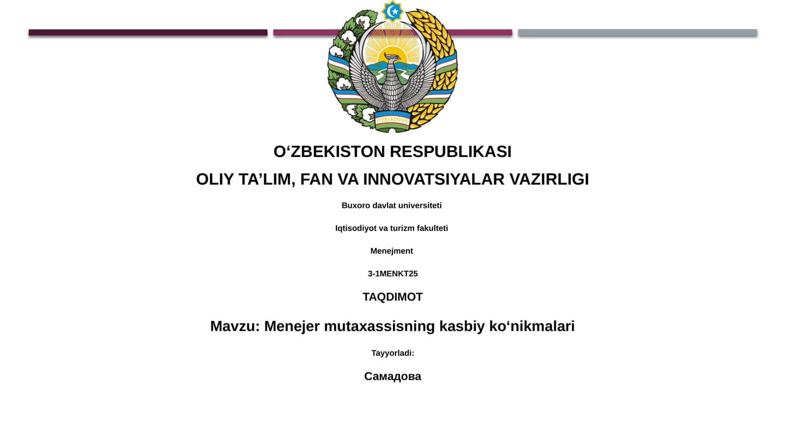 Menejer mutaxassisning kasbiy koʻnikmalari