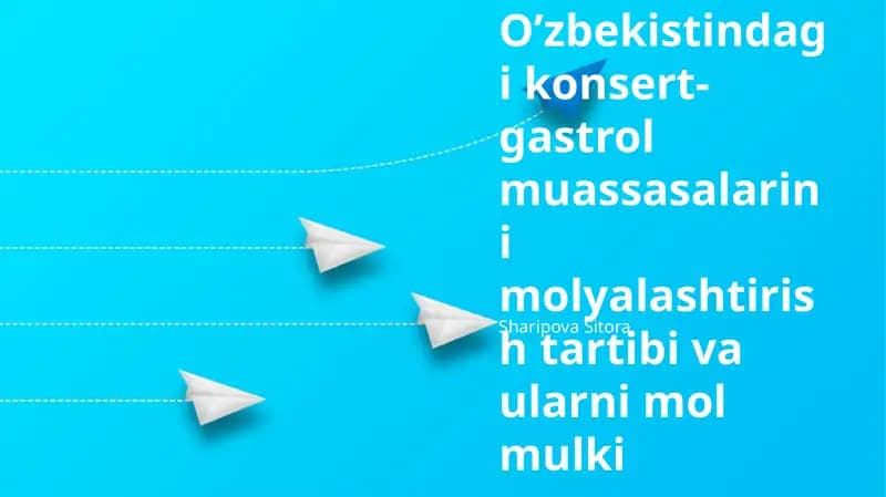 Konsert va Gastrol Muassasalari Mulkiy Majmualarini Moliyalashtirish