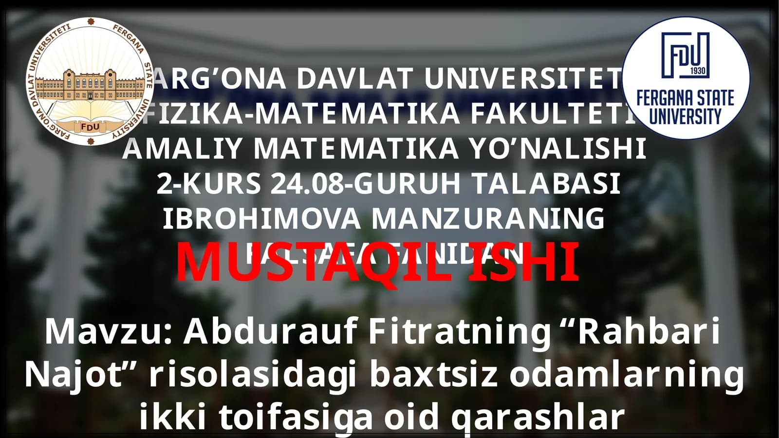Abdurauf Fitratning “Rahbari Najot”risolasidagibaxtsizodamlarningikkitoifasigaoidqarashlar