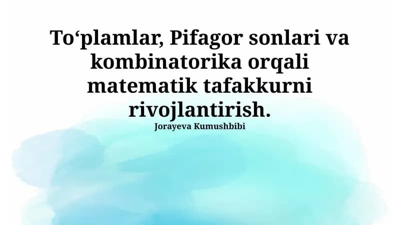 To'plamlar, Pifagor sonlari va kombinatorika