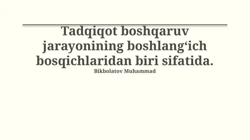 Tadqiqot boshqaruv jarayoni