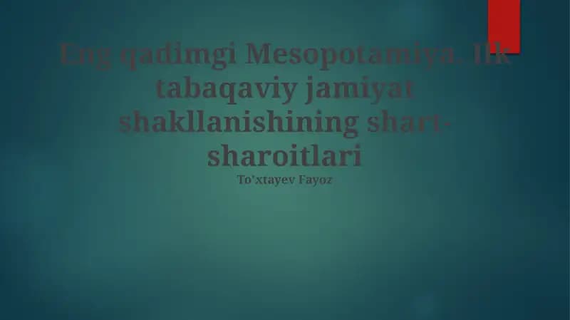 Eng qadimgi Mesopotamiya