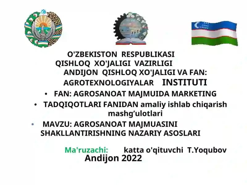 AGROSANOAT MAJMUIDA MARKETING TADQIQOTLARI