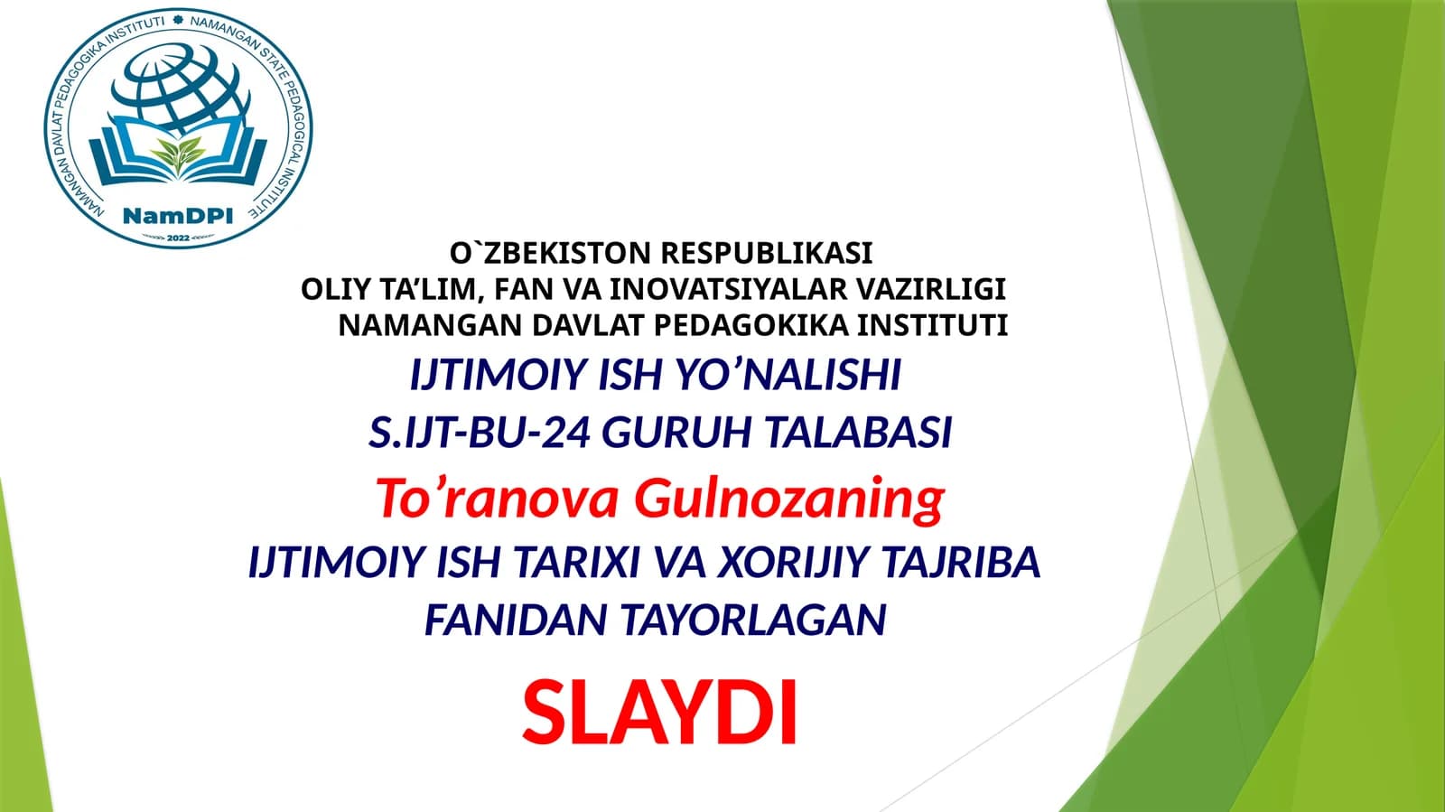 IJTIMOIY ISH TARIXI VA XORIJIY TAJRIBA