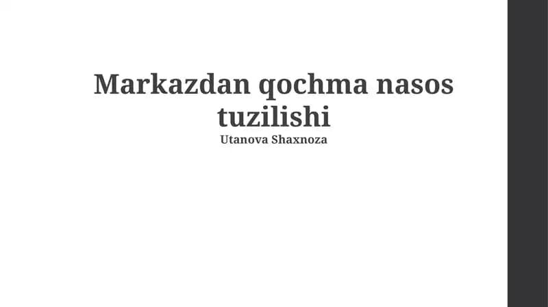 Markazdan qochma nasos tuzilishi