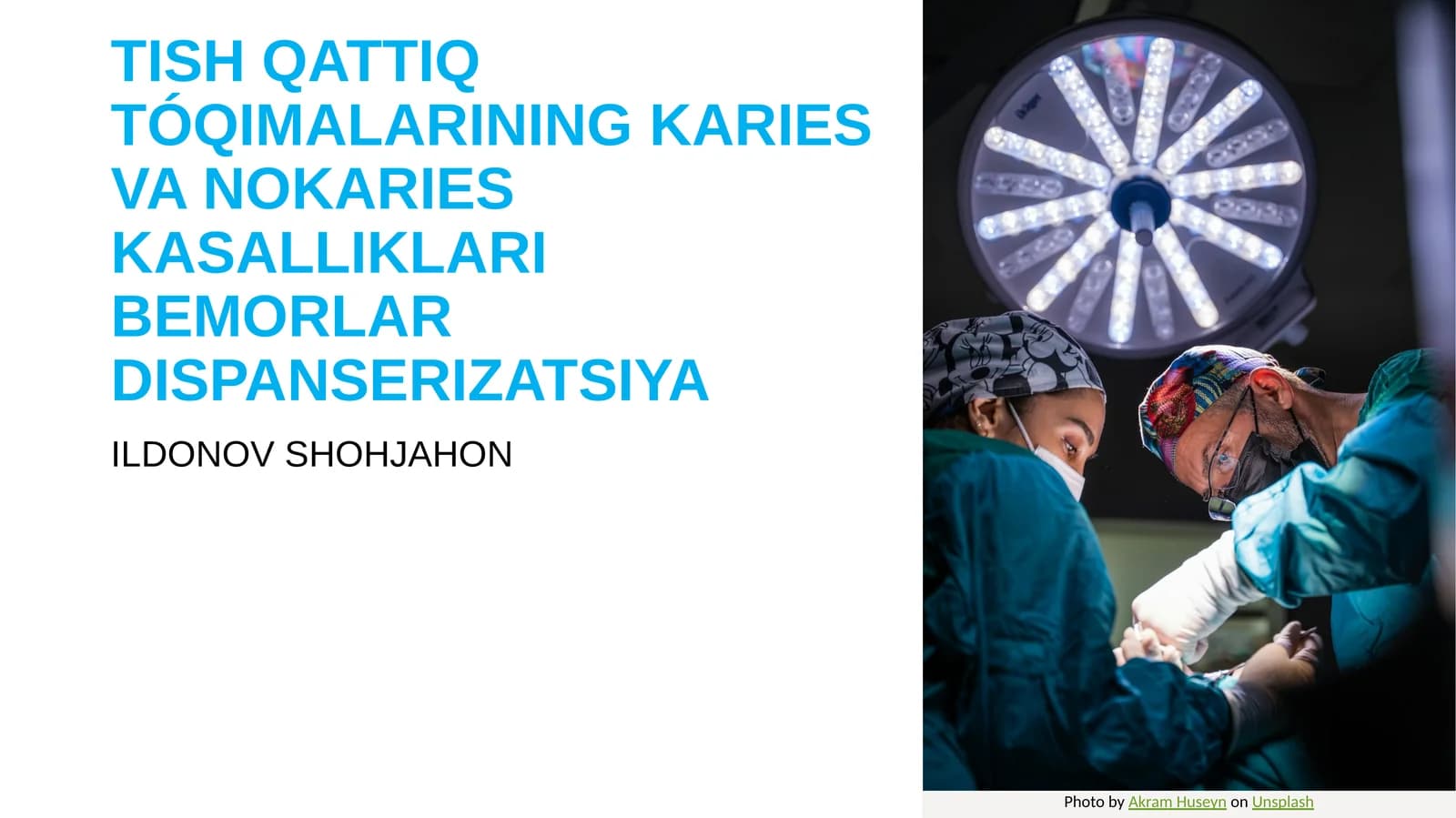TISH QATTIQ TÓQIMALARINING KARIES VA NOKARIES KASALLIKLARI BEMORLAR DISPANSERIZATSIYA
